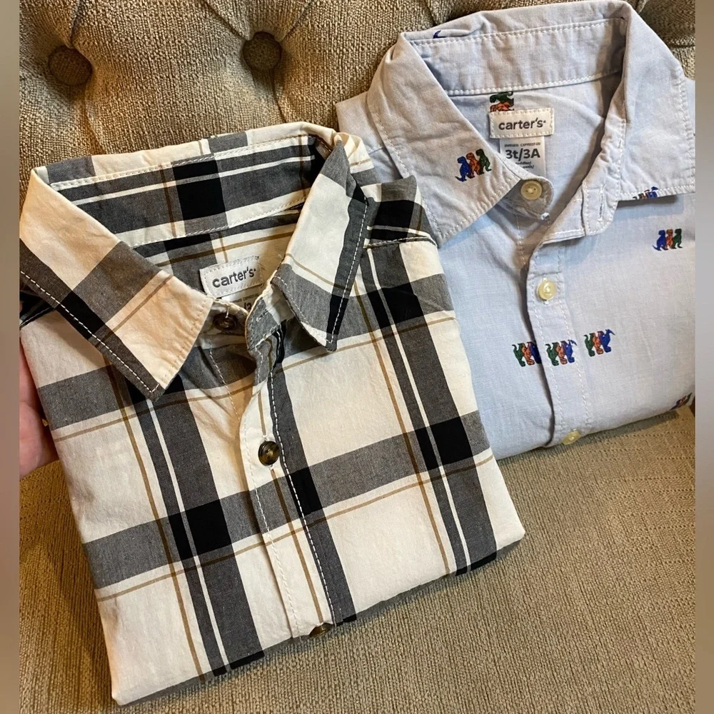 Carters NWT Bundle of (2) OshKosh Button Down  Long Sleeve Shirts - Sz 3T